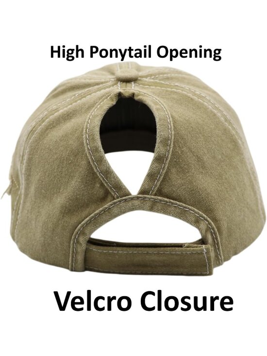 〽️Women Star Khaki High Ponytail Baseball Cap Trucker Bad Hair Day Adjustable main image 5